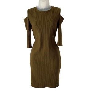 Olive Cold Shoulder Bodycon Mini Dress